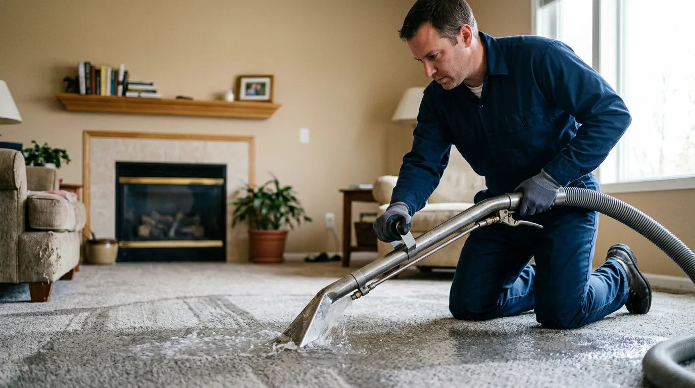 Water damage restoration technician working near Eden Mills, VT